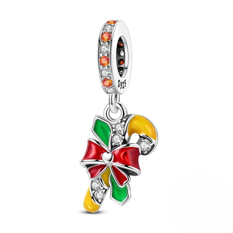 Candy Cane with Festive Bow Dangle Charm