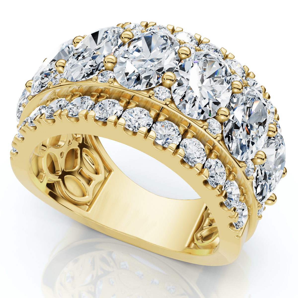 4 1/5Ct Oval Diamond Vivant Wide Anniversary Ring 14k Gold Lab Grown