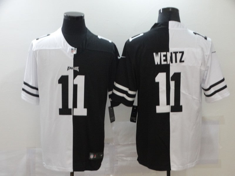 Men's Philadelphia Eagles Carson Wentz #11 Black/White Game jersey