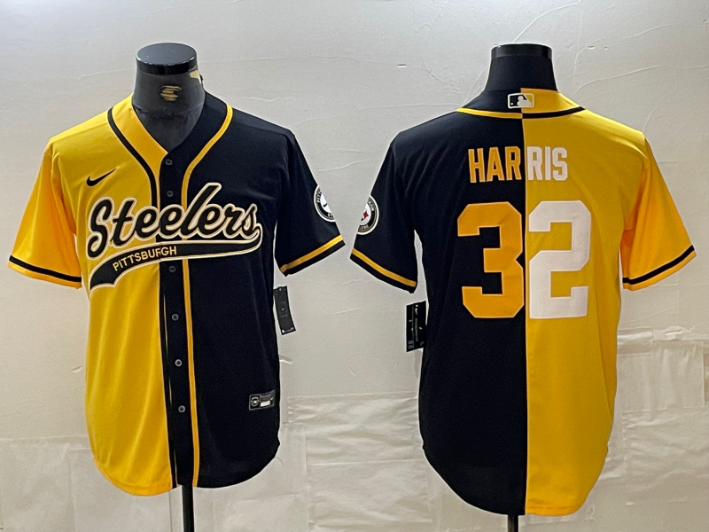 Men's Pittsburgh Steelers Franco Harris #32 Yellow/Black Game jersey Joint Edition