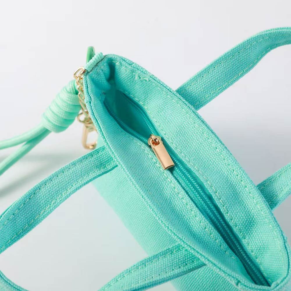 Pickleball Paddle Embroidered Mini Canvas Tote Bag Keychain Bag Charm