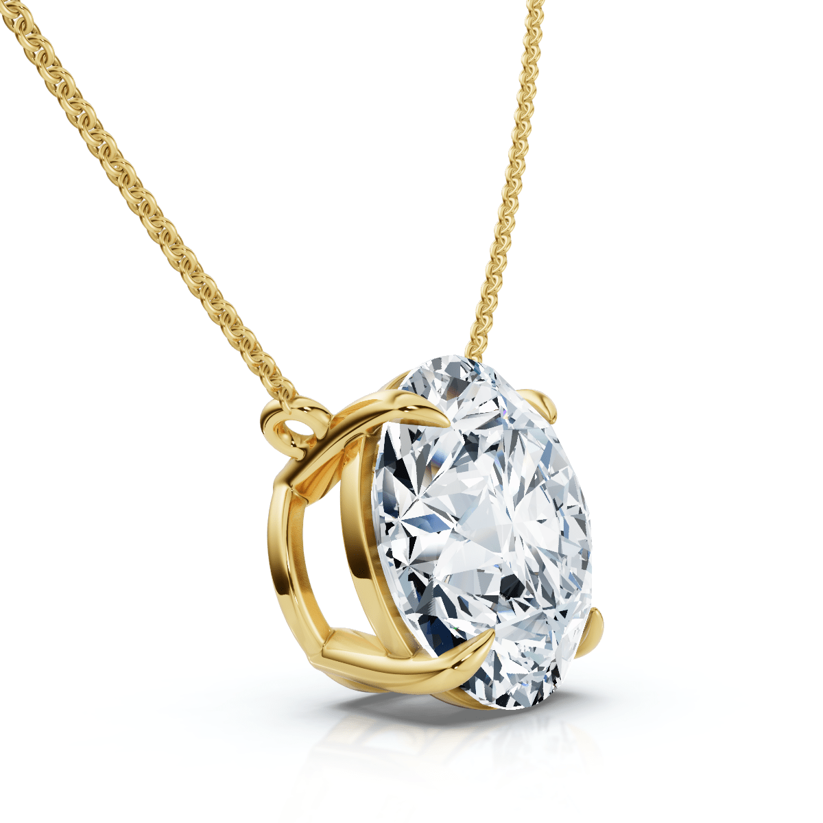4Ct  Diamond Solitaire Pendant 14k Gold 18" Necklace Lab Grown Certified