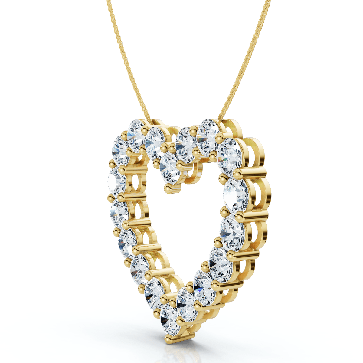 5Ct Diamond Heart Pendant 14k Gold Lab Grown 1 1/5" Tall 18" Necklace Size: 1 1/5"