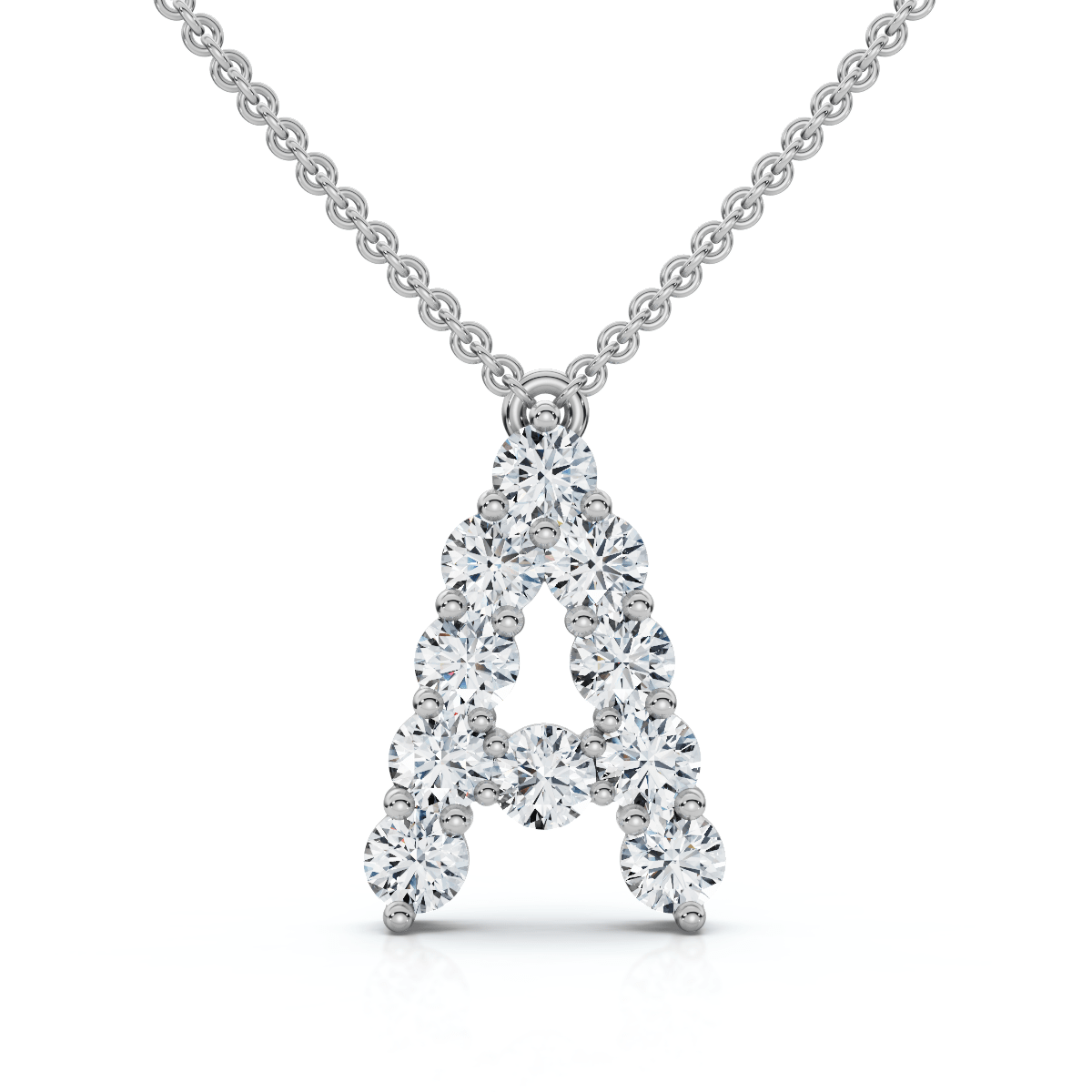 1Ct Diamond Initial "A" Pendant 14k Gold 18" Necklace Lab Grown 5/8" Tall