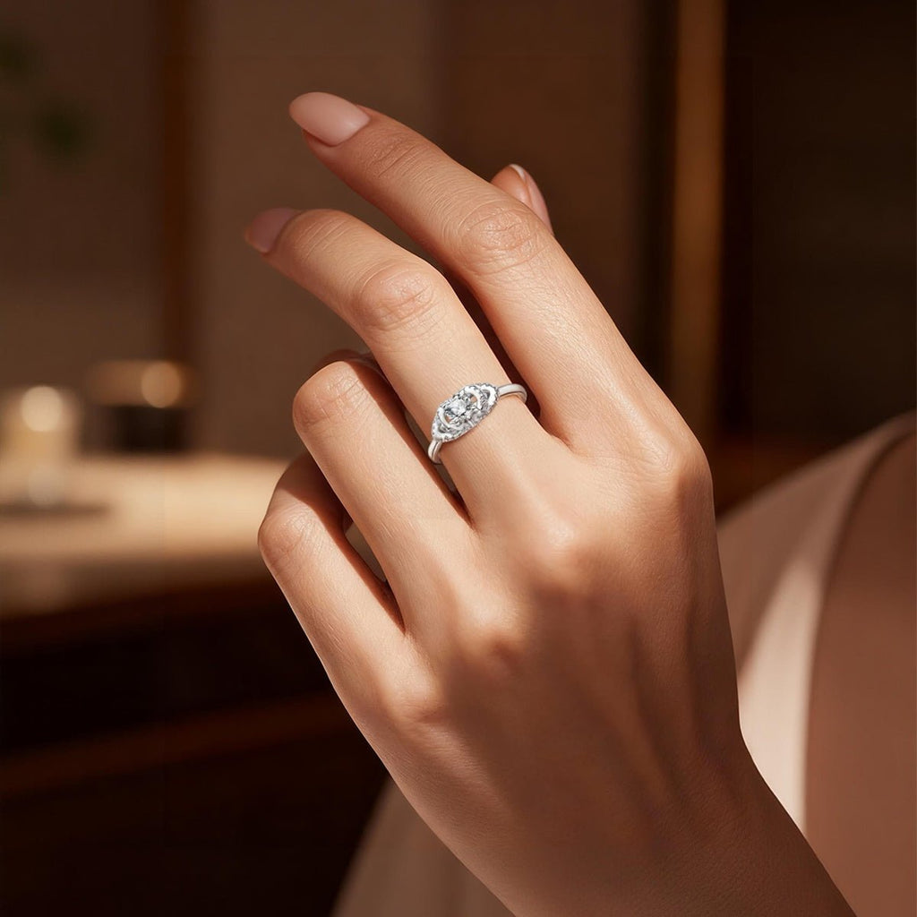 Double Halo Oval Frame Sparkle Ring