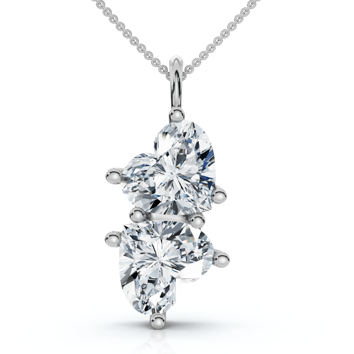 4Ct Certified Toi Et Moi Heart Shape Pendant 14k Gold Necklace Lab Grown