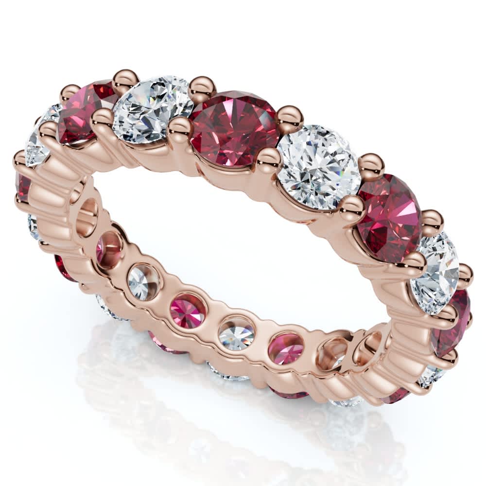 3Ct Ruby & Diamond Eternity Ring 14k Gold or Platinum Lab Grown