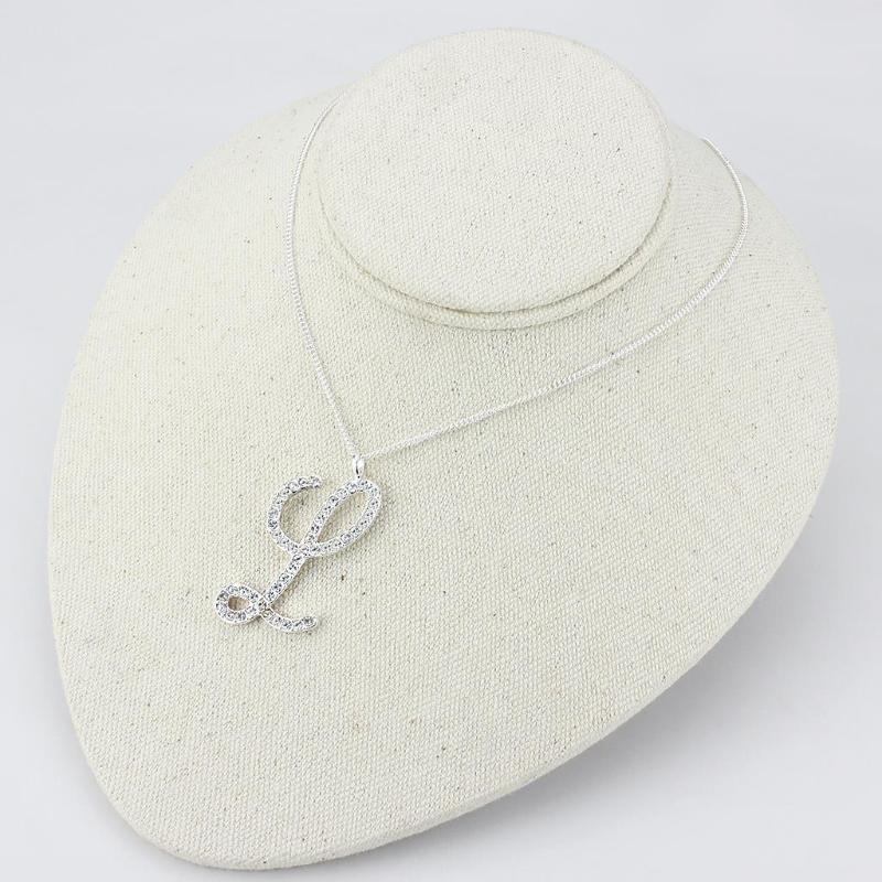 Silver Brass Chain Pendant with Top Grade Crystal in Clear