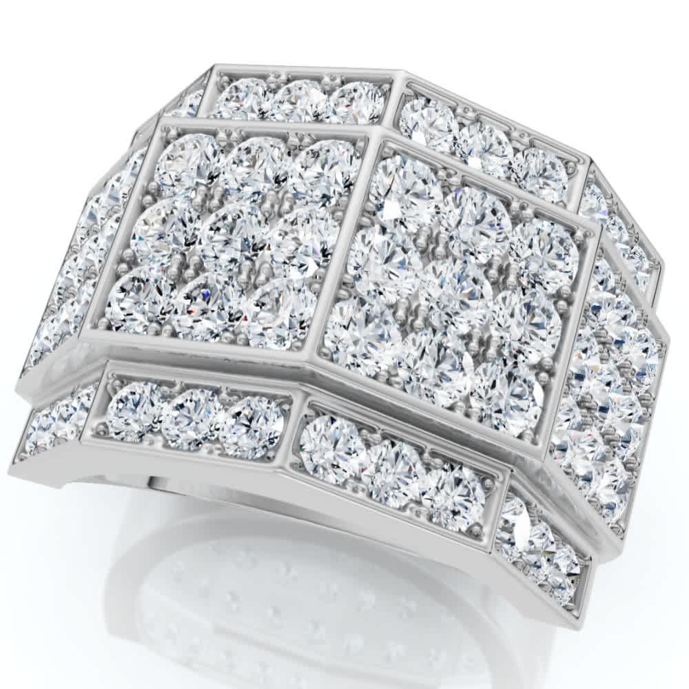 3 Ct Diamond Men's Multi-Cluster Wide Ring in White or Yellow Gold