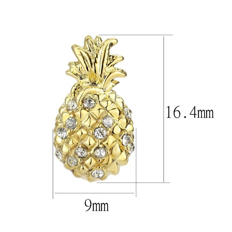 Gold Brass Earrings with Top Grade Crystal in Clear