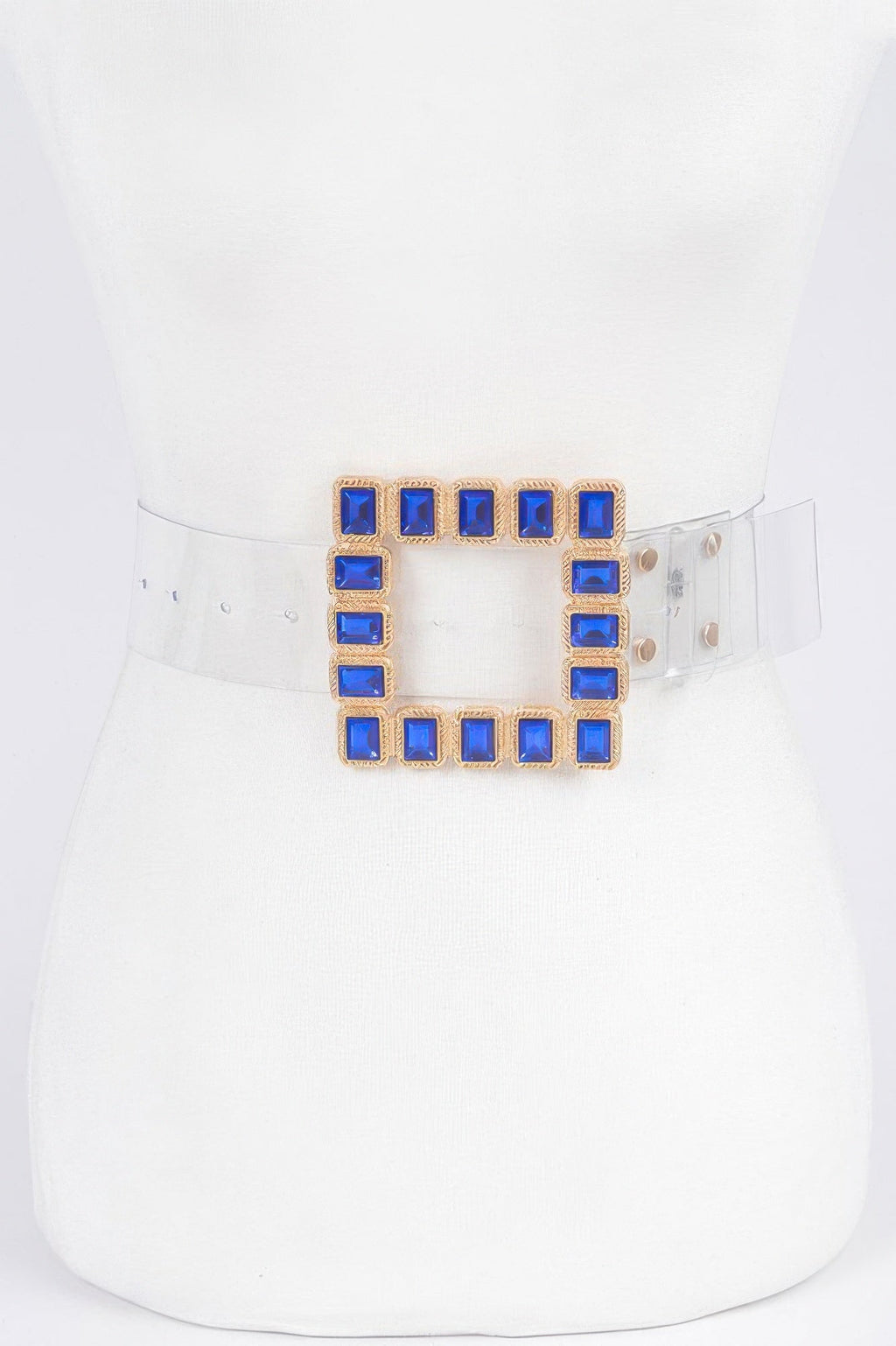 Stone Buckle Faux Leather Belt