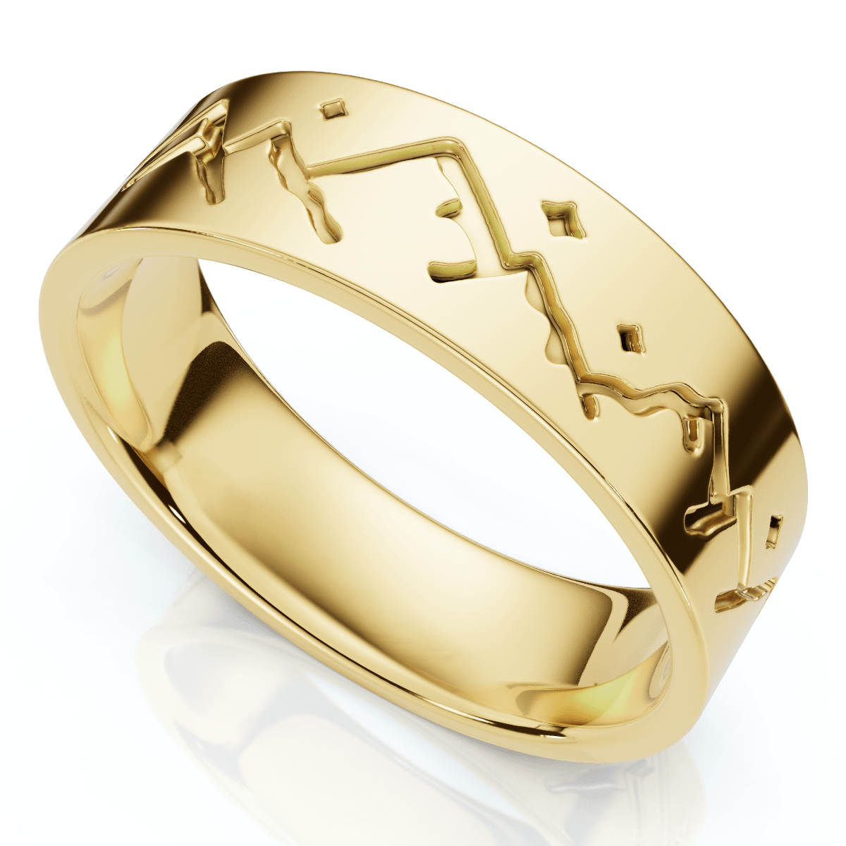 6mm 14k Yellow Gold Ring Nature Inspired Men's Wedding Band