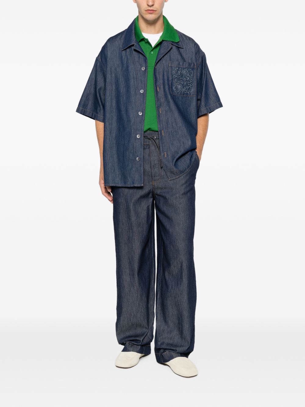 Loewe Men Denim Wide-Leg Trousers