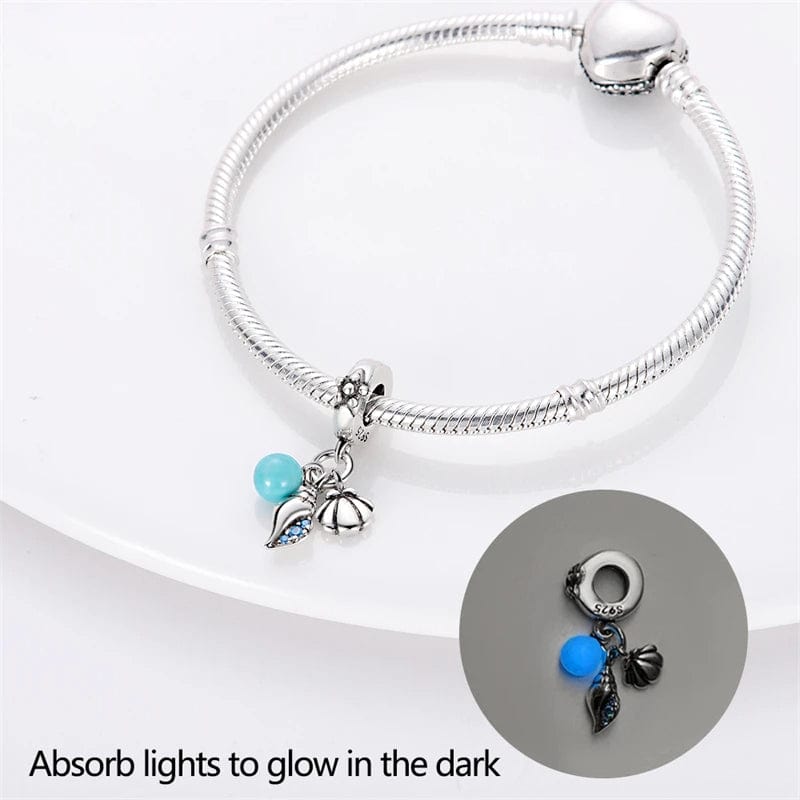Glow in the Dark Orb Conch Shell and Clam Dangle Charm