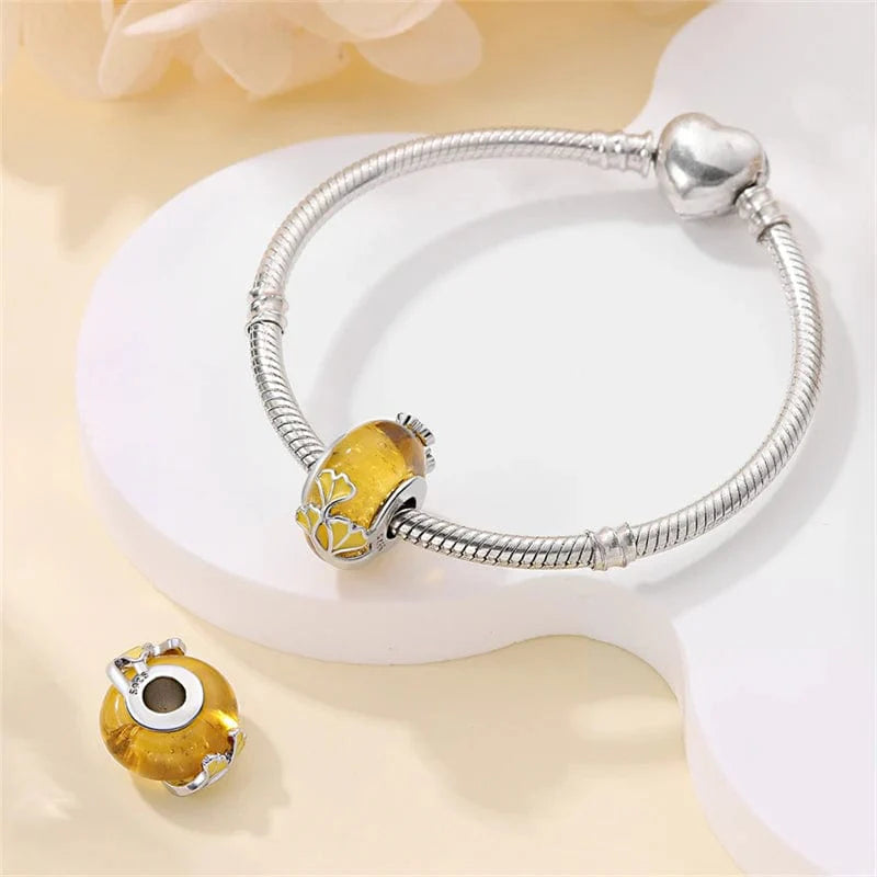 Golden Ginkgo Leaf Charm