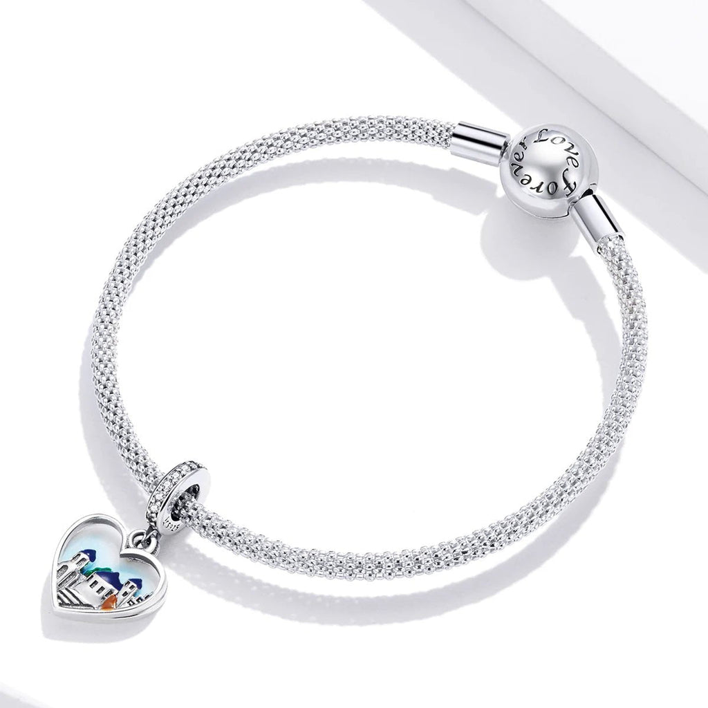 Greece Santorini Heart Dangle Charm