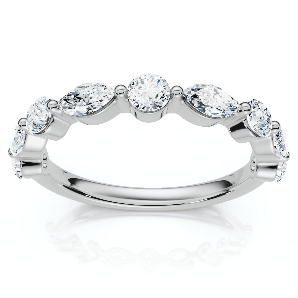 3/4Ct Marquise & Round Diamond Stacking Band 14k Gold or Platinum Lab Grown