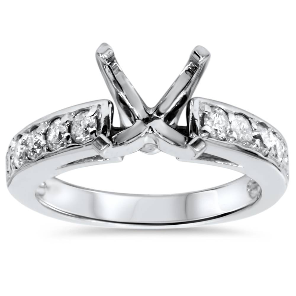 1/2ct Diamond Semi Mount Ring 14K White Gold Size: 5.5