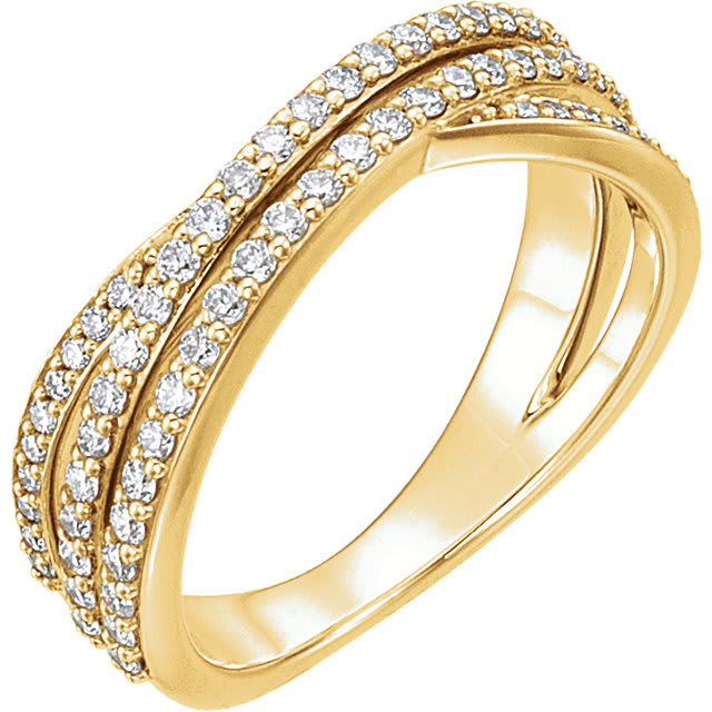 3/4ct Diamond Multi Row Wide Right Hand Ring 10k White or Yellow Gold