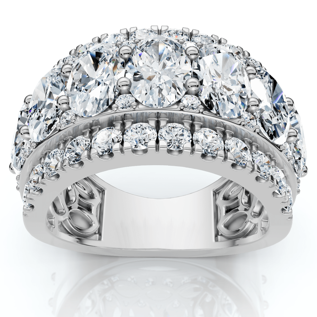 4 1/5Ct Oval Diamond Vivant Wide Anniversary Ring 14k Gold Lab Grown