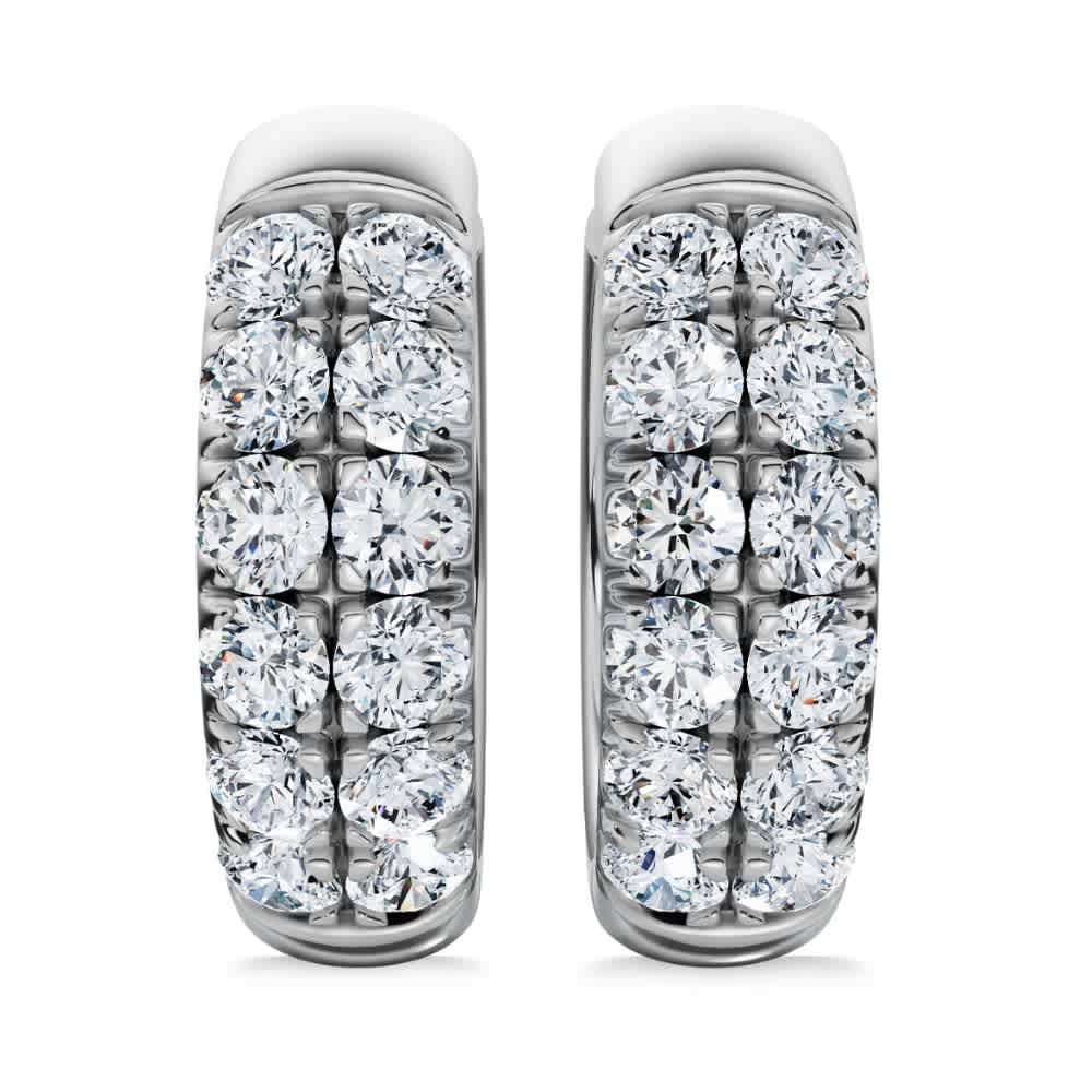 5/8Ct Diamond Hoops 10k Gold Earrings Lab Grown 1/2" tall