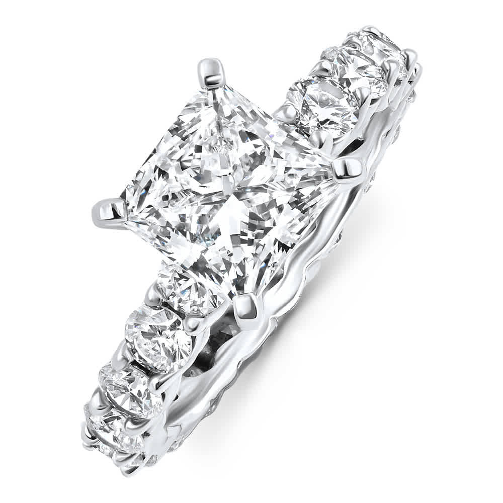 7Ct Princess Cut Diamond Eternity Engagement Ring 14k Gold Lab Grown