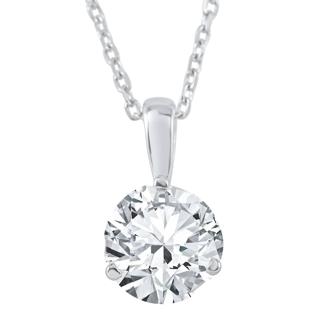 3/4 ct Solitaire  Lab Grown Diamond Pendant available in 14K and Platinum