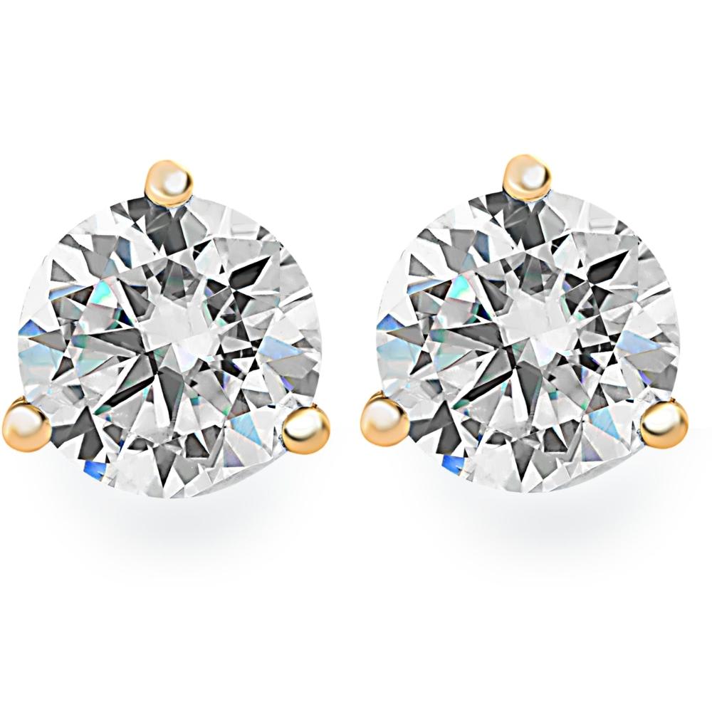 1.00Ct Round Brilliant Cut Natural Quality VS2-SI1 Diamond Stud Earrings in 14K Gold Martini Setting