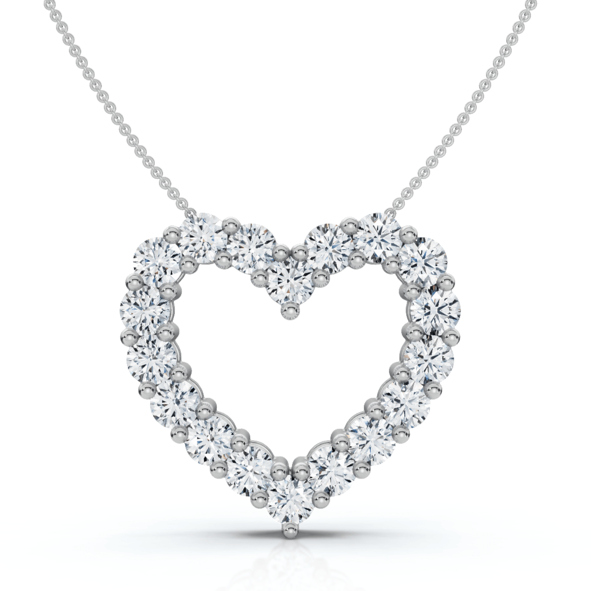4Ct Diamond Heart Pendant 14k Gold Lab Grown 1 1/10" Tall 18" Necklace