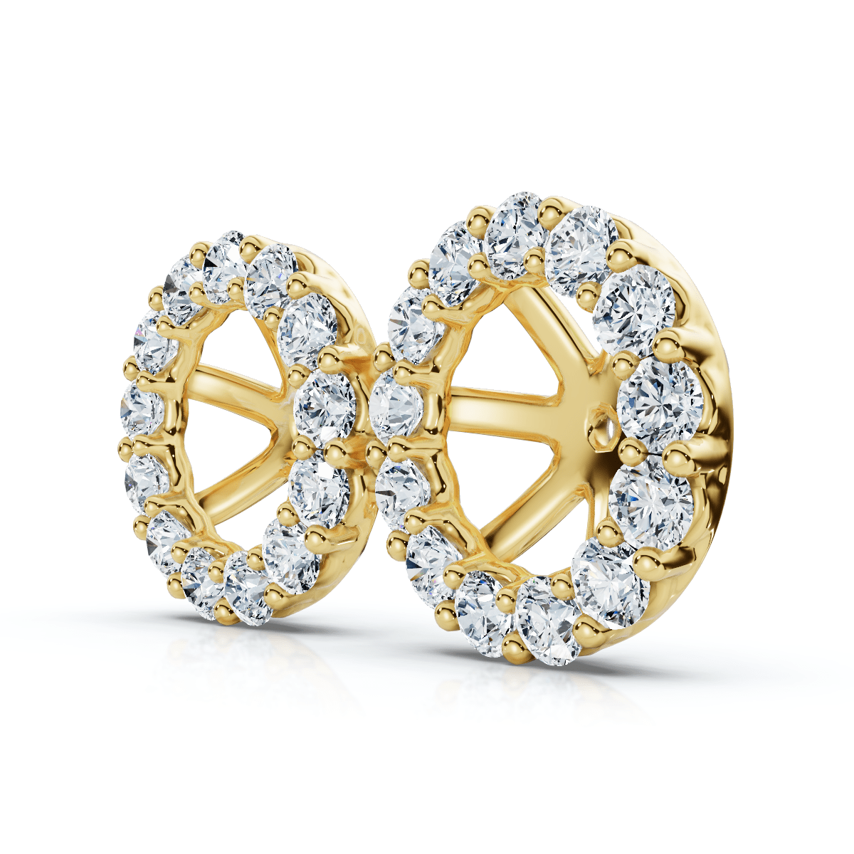 7/8Ct Diamond Earring Jacket 14k Gold Fits 6-6.5mm round stone Lab Grown Size: Small