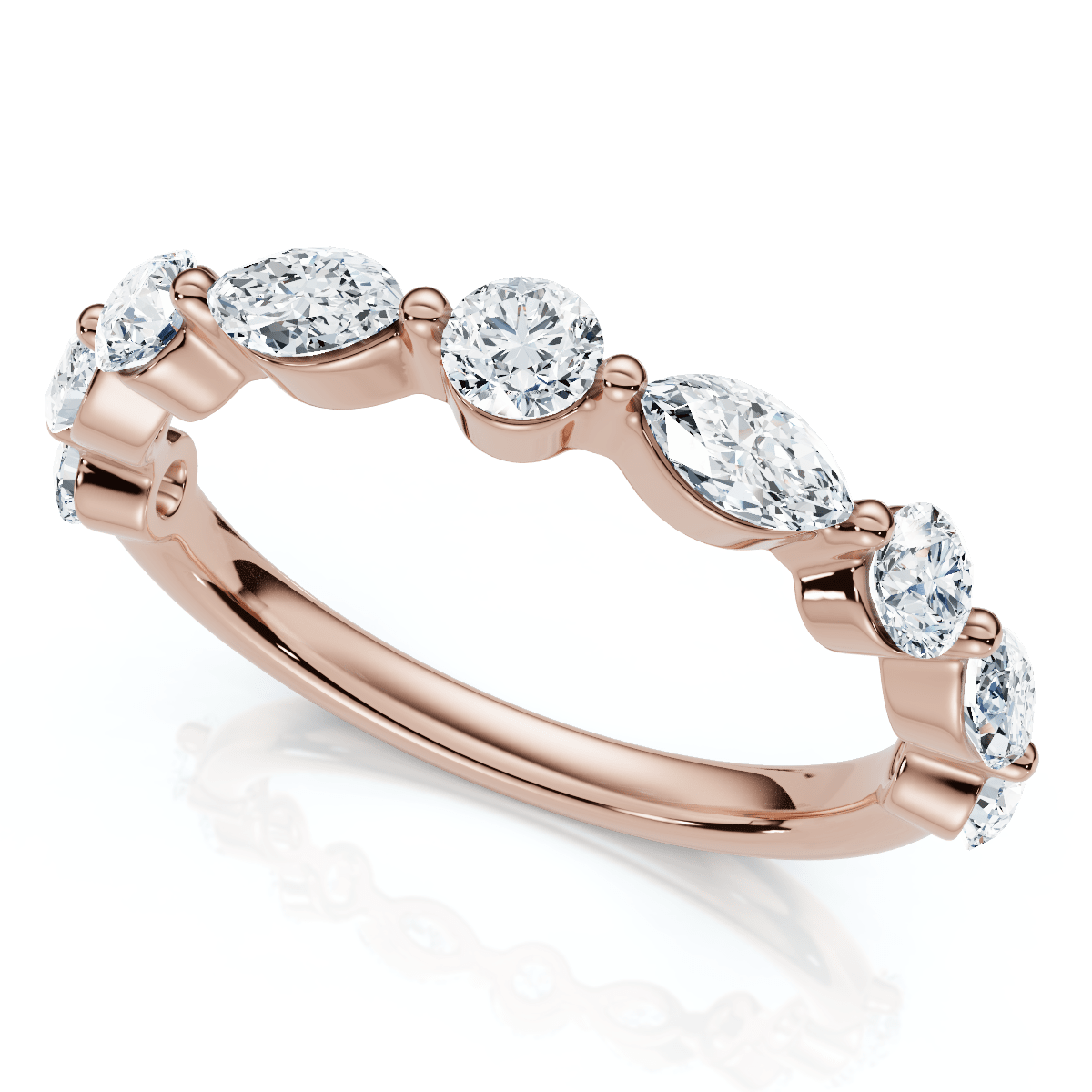 3/4Ct Marquise & Round Diamond Stacking Band 14k Gold or Platinum Lab Grown
