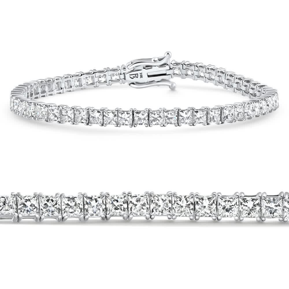 9.20Ct Princess Cut Diamond 7" Tennis Bracelet 14k Gold Lab Grown