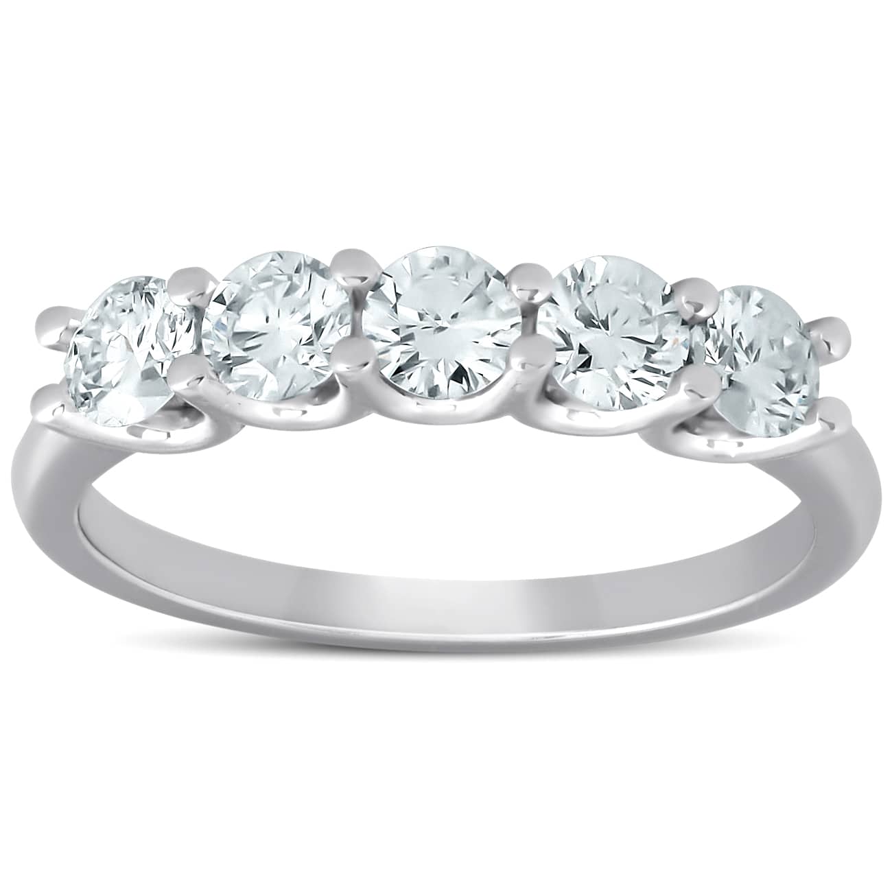 1 Ct Five Stone EX3 Lab Grown Diamond Wedding Ring 14k White Gold EX3 Lab Grown