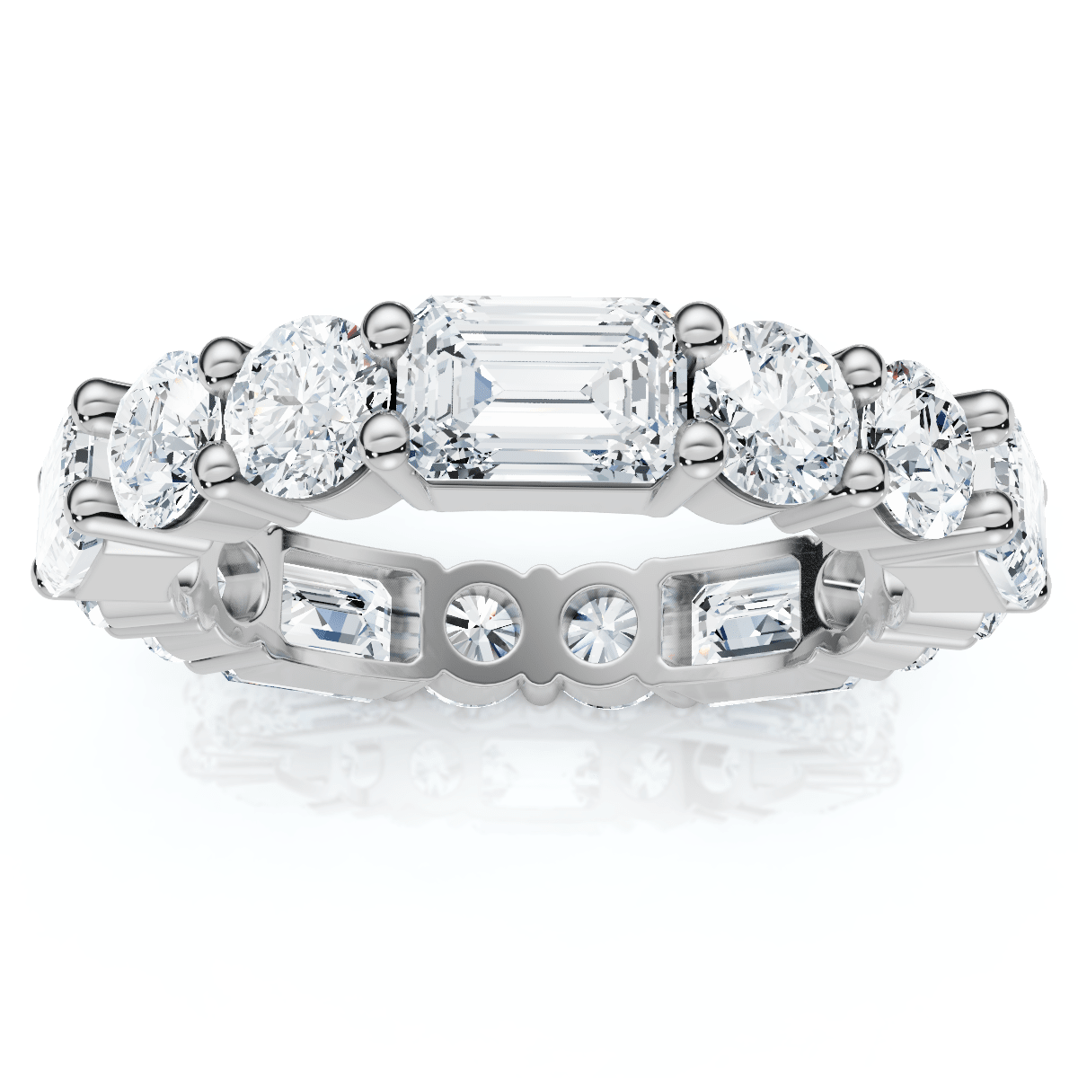 5 3/4 Ct Emerald & Round Diamond Eternity Ring 14k Gold Lab Grown Stackable Band