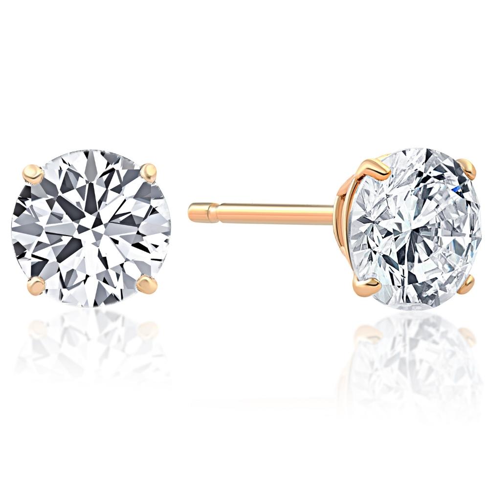 3/8Ct Round Brilliant Cut Diamond Stud Earrings in 14K Classic Setting