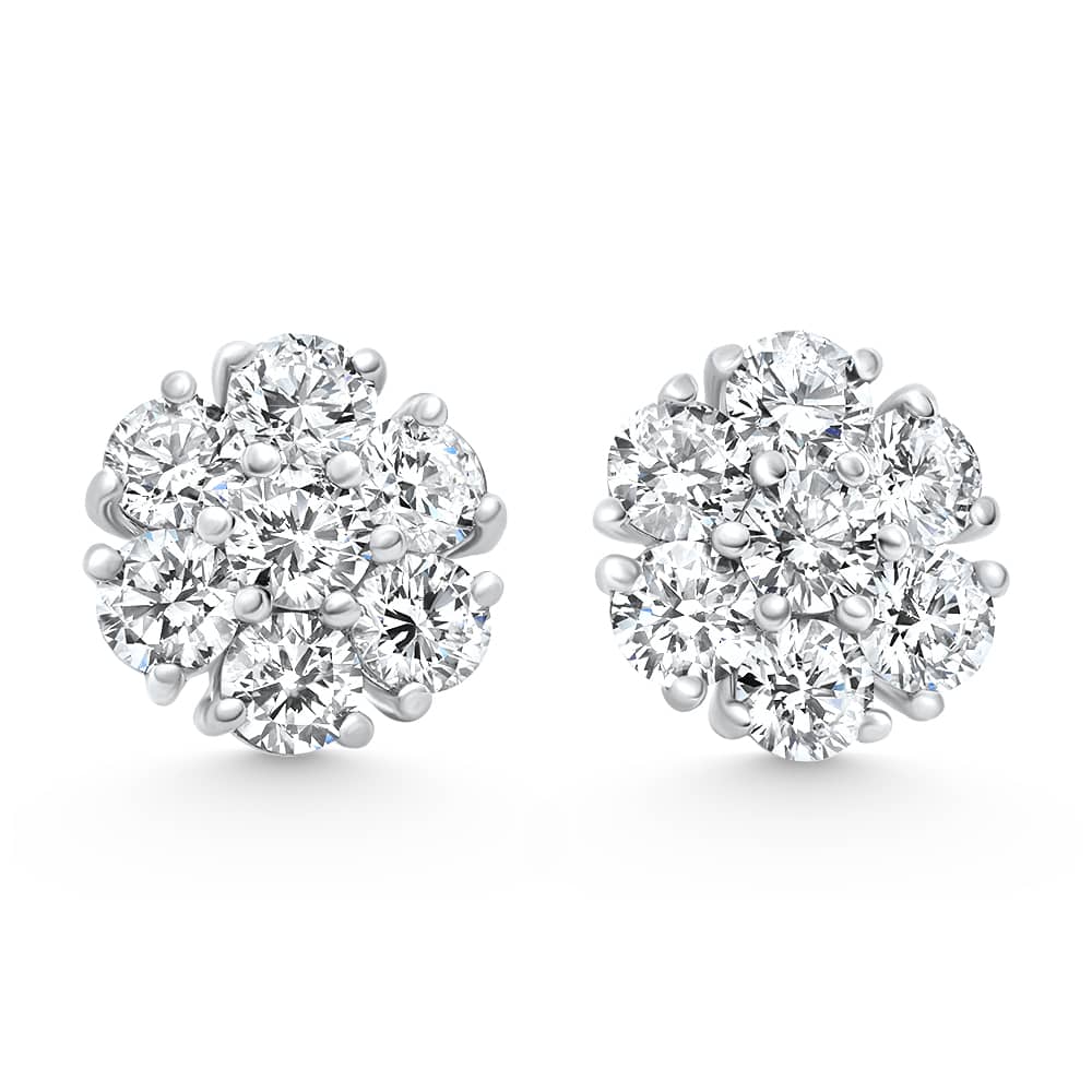 3.60Ct Diamond Cluster Pave Studs Screwback Earrings 14k Gold Lab Grown