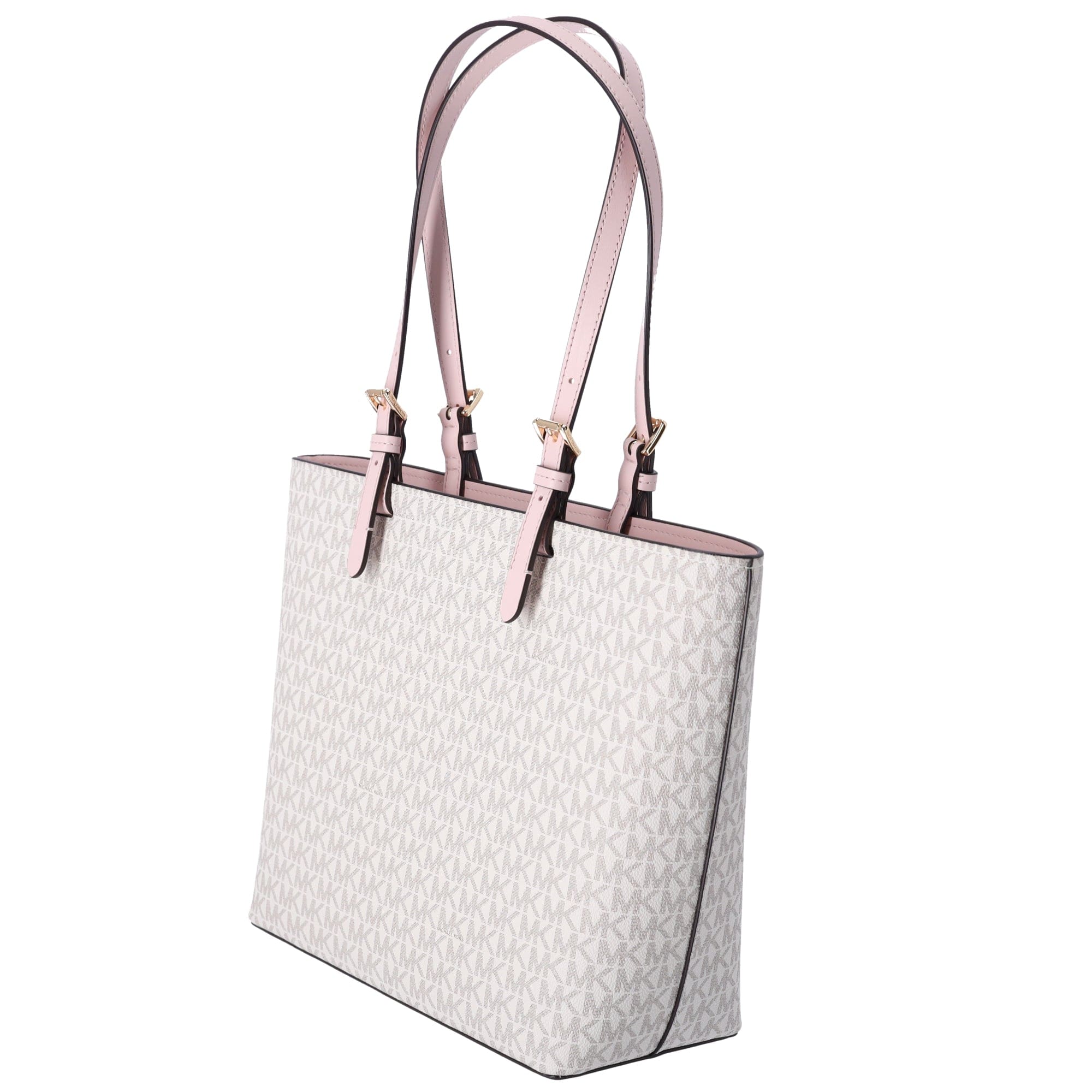 Michael Kors Jet Set Travel Medium Double Pocket Tote Vanilla MK Blush Pink