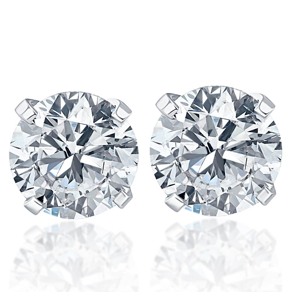3/8Ct Round Brilliant Cut Diamond Stud Earrings in 14K Classic Setting