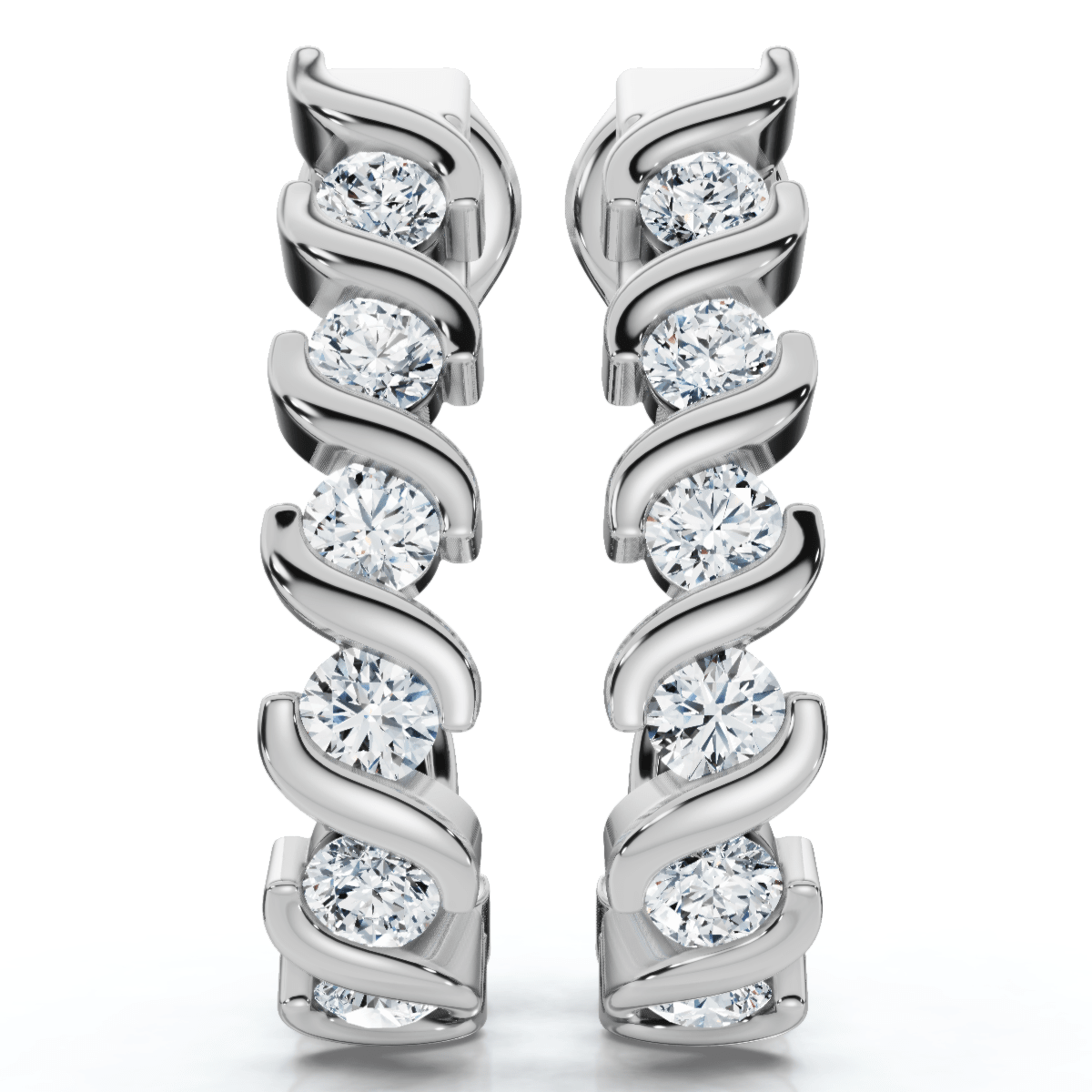 3/8Ct Diamond Curve Earrings 14k Gold Lab Grown Lab Grown Size: 3/4"