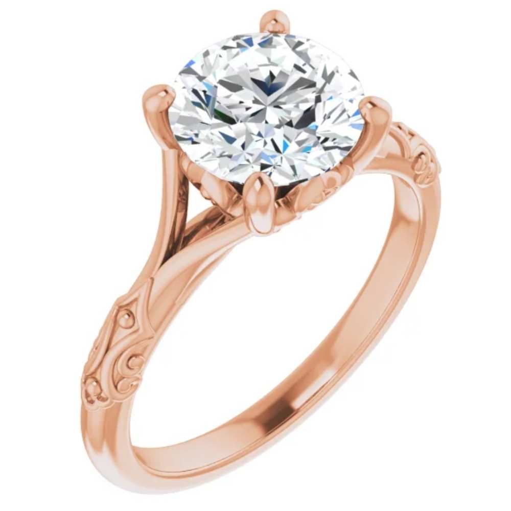 3Ct Moissanite Vintage Engagement Solitaire Ring 14k White Yellow or Rose Gold
