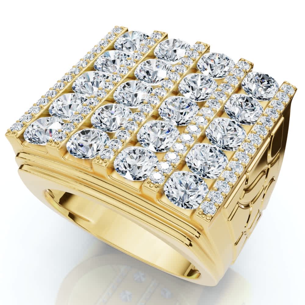 7Ct Diamond Ring Mens Round Flashy Polished Wedding Band in White or Yellow Gold