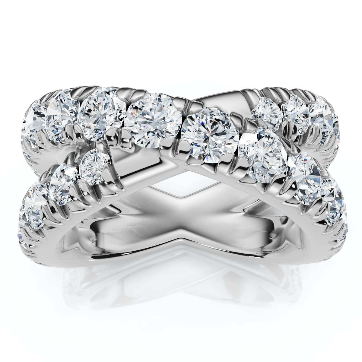 3Ct Diamond Heavy Crossover Right Hand Ring 14k Gold or Platinum Lab Grown