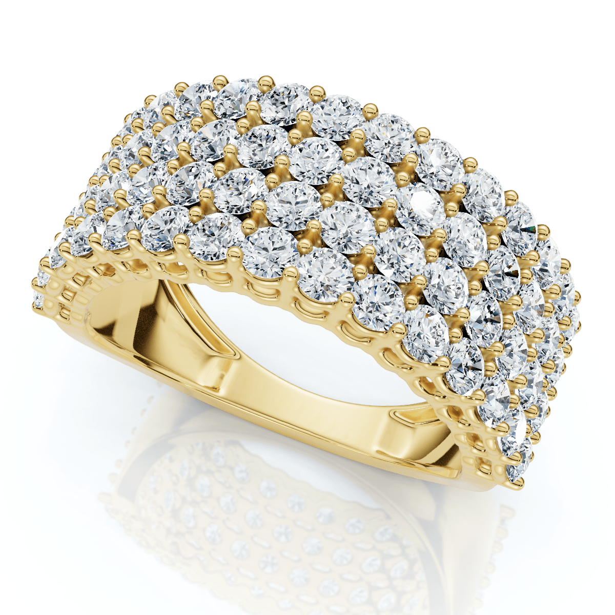 3Ct Diamond Wide Four Row Anniversary Ring Gold Lab Grown