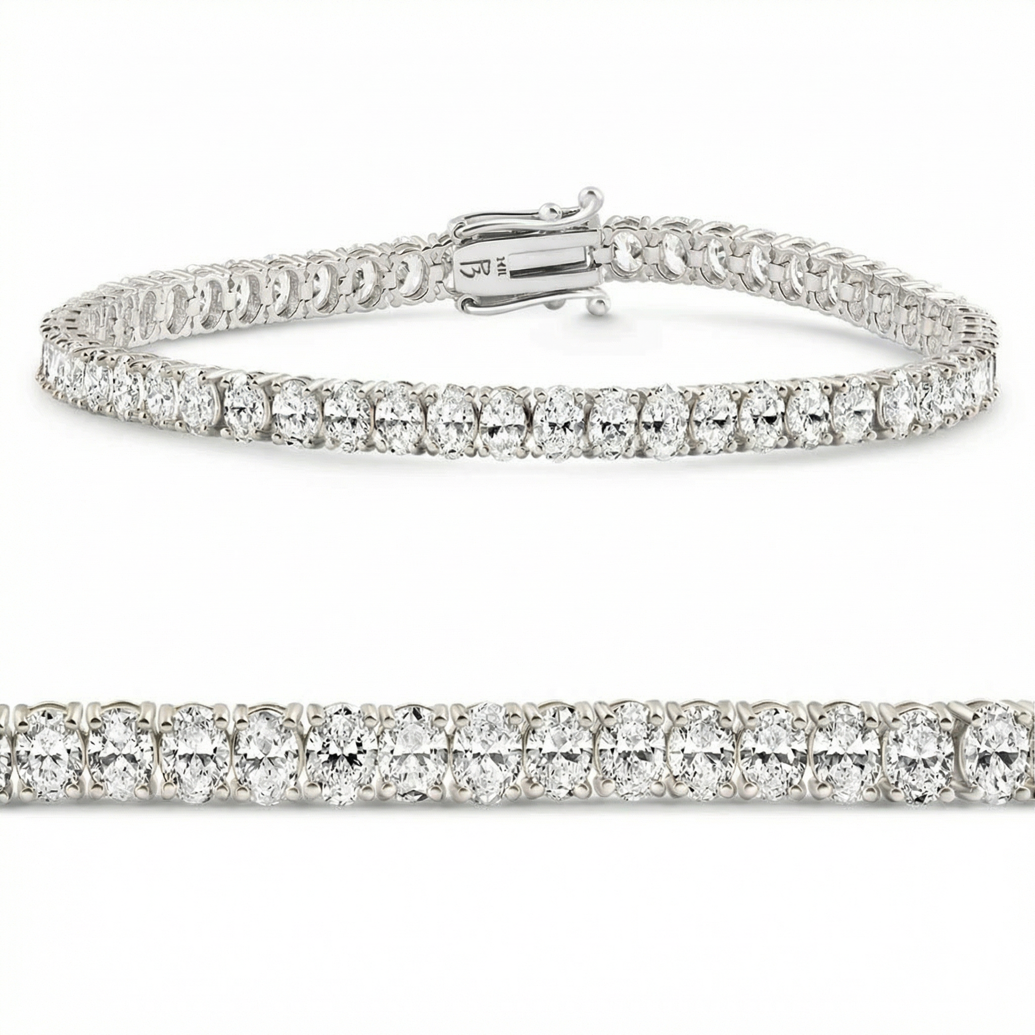 10Ct Oval Diamond Tennis Bracelet 14k Gold 7" Lab Grown