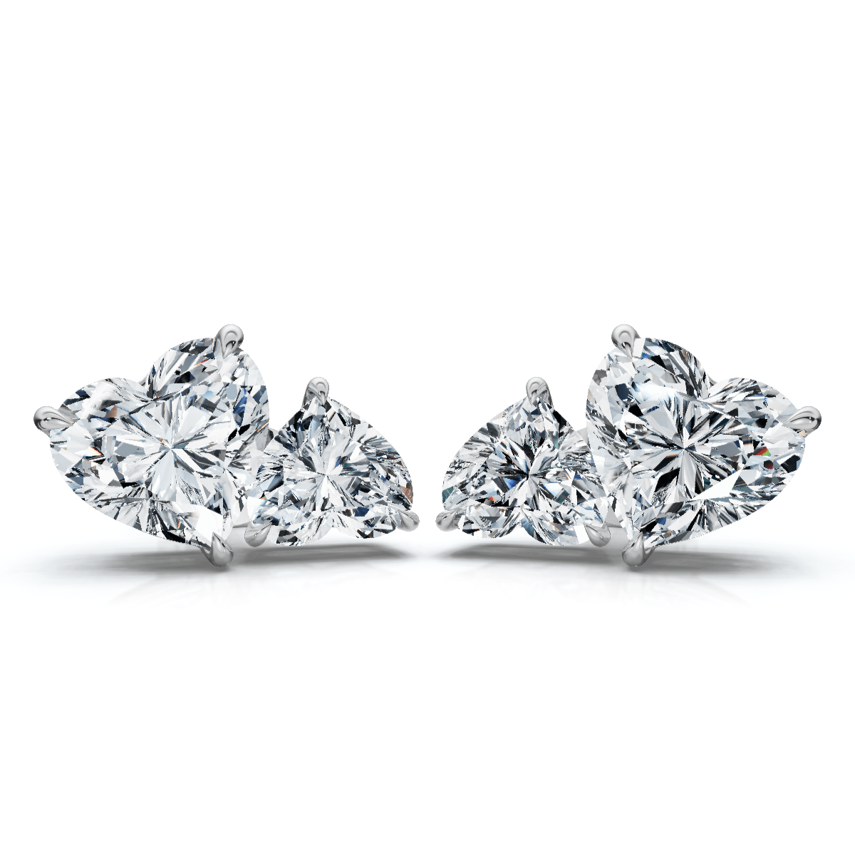 3Ct Heart Cut Toi et Moi Diamond Earrings 14k Gold Lab Grown