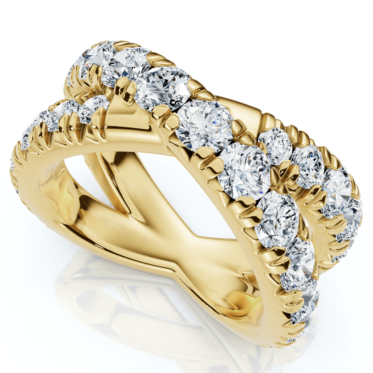 3Ct Diamond Heavy Crossover Right Hand Ring 14k Gold or Platinum Lab Grown