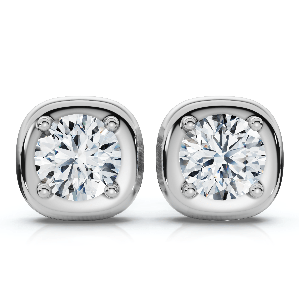 3Ct Cori Diamond Cushion Button Studs 14k Gold Earrings Lab Grown FG/VS