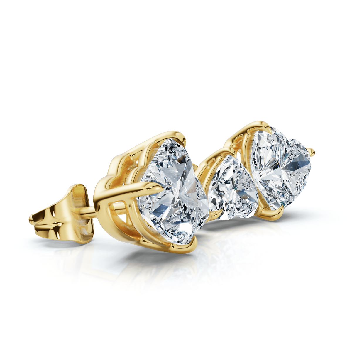 3Ct Heart Cut Toi et Moi Diamond Earrings 14k Gold Lab Grown