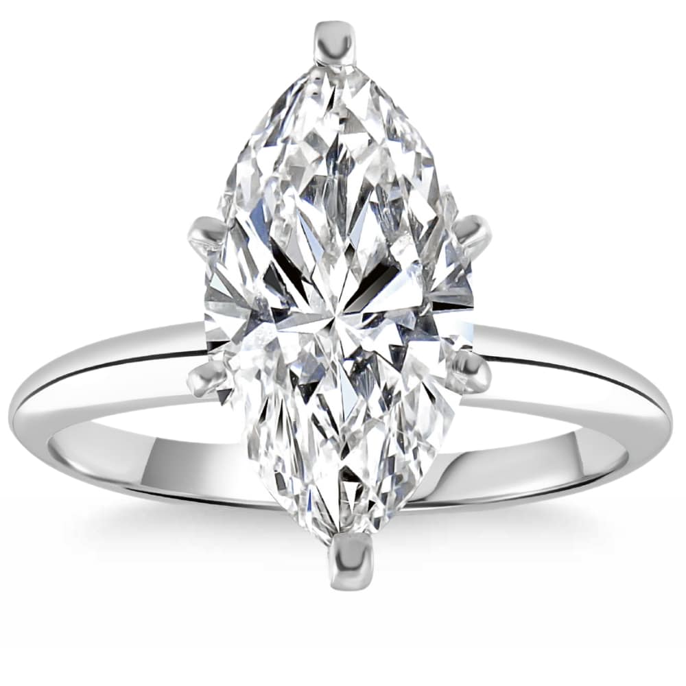 Certified 2 - 6Ct Marquise Solitaire Diamond Engagement Ring 14k Gold Lab Grown
