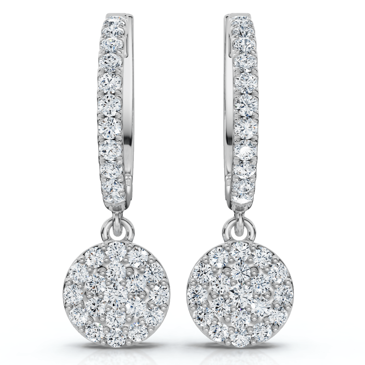 3/4Ct Drop Dangle Hoop Earrings 14k Gold Lab Grown EF/VS